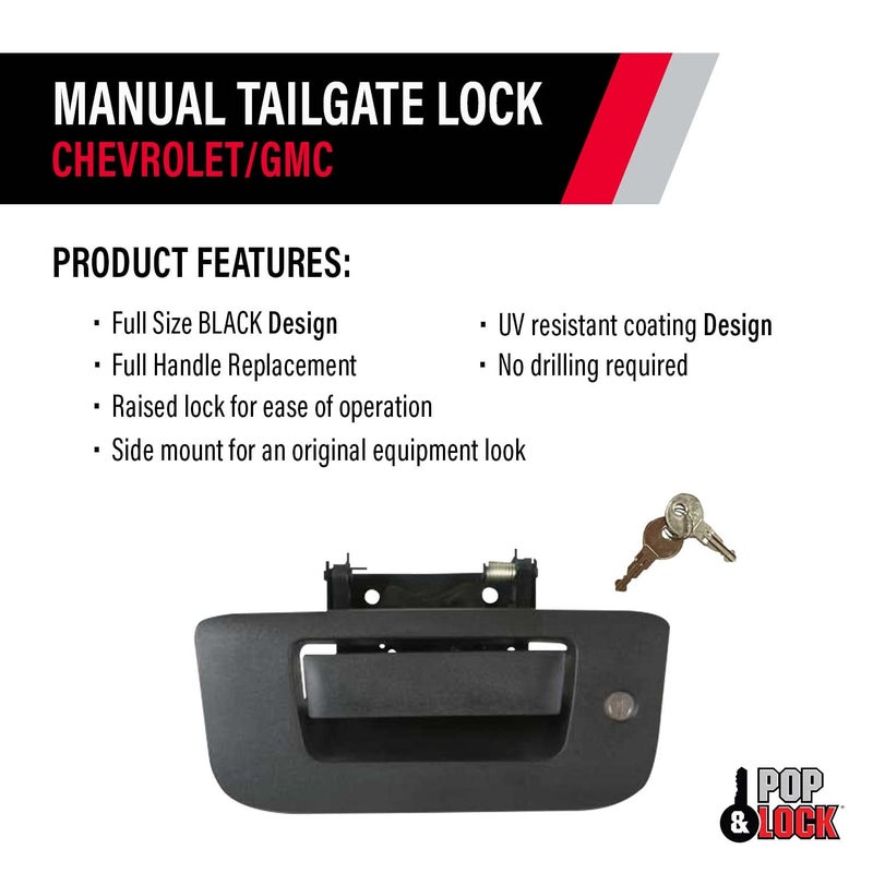 Pop & Lock PL1310 Black Manual Tailgate Lock for Chevy/GMC (New Body) - Image 3
